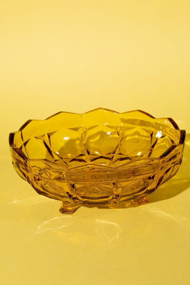 Vintage amber glass fruit bowl Unique Christmas gift, Housewarming gift, Birthday gift, MCM, 60s 70s, serving bowl image 1