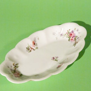 Vintage French Floral Porcelain Serving Plate - Scalloped Edge
