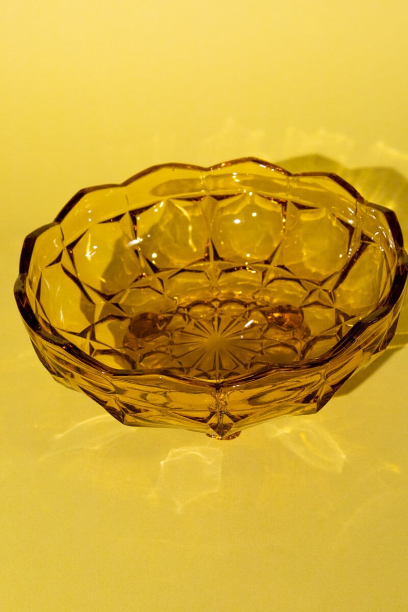 Vintage amber glass fruit bowl Unique Christmas gift, Housewarming gift, Birthday gift, MCM, 60s 70s, serving bowl image 6