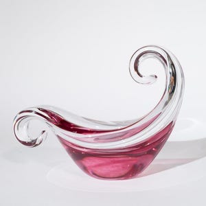 Italian sculptural art glass bowl | catch-all, vide-poche, decorative bowl, fuchsia pink, retro decor, shelf decor, home decor gift, unique