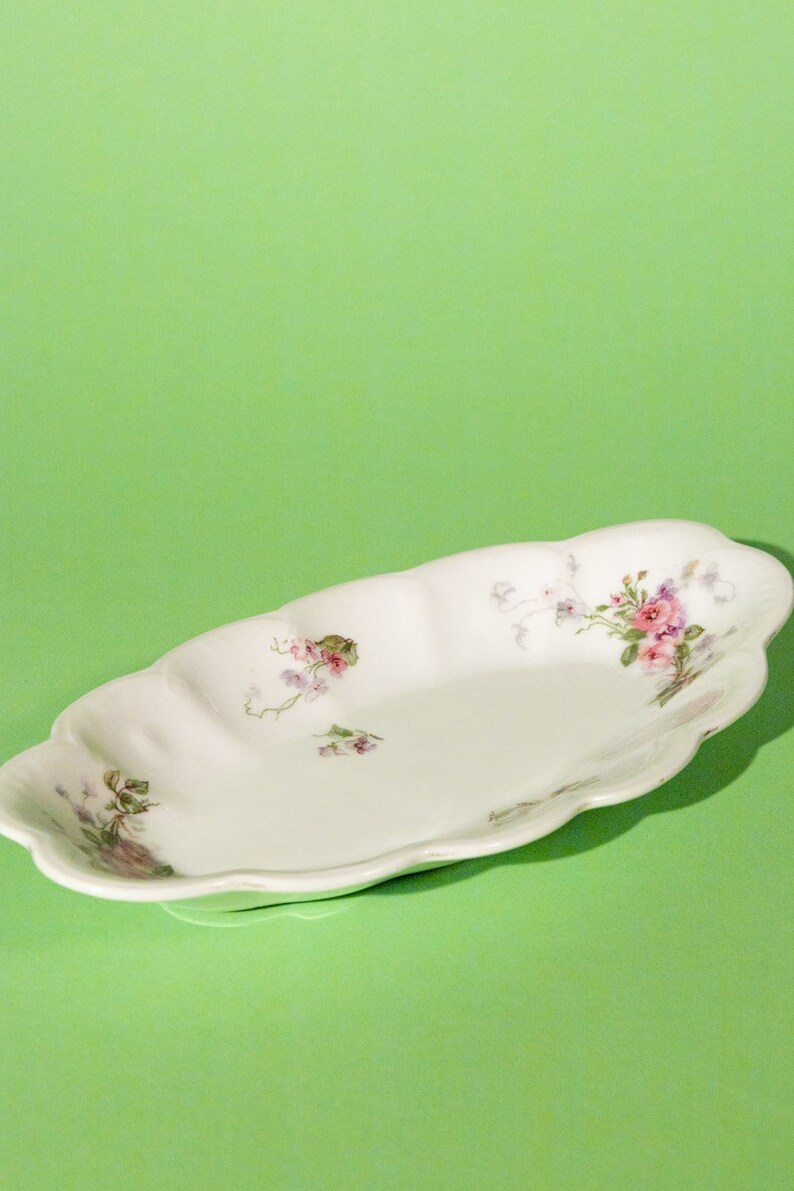 Vintage French scalloped floral plate