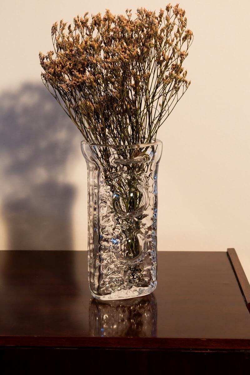 Vintage Peill & Putzler Crystal Vase Rare Mid-Century Modern Bubble Relief Decor | Us Tariff-Free