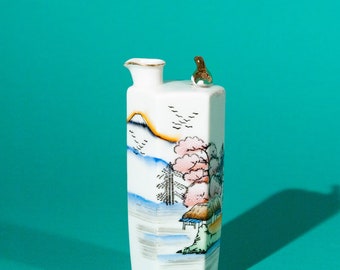 Vintage hand painted Japanese whistling sake pitcher | Unique Christmas gift, Housewarming gift, Birthday gift, MCM, 60s 70s, collectible