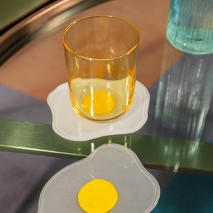 handmade hand painted glass egg coaster set of two