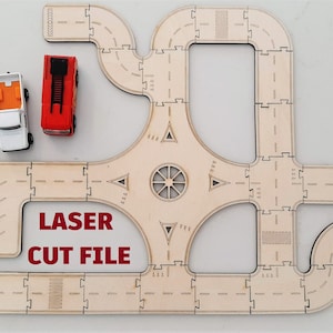 Road elements - Track puzzle - Laser cut file dxf