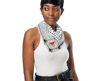 Keffiyeh - Black and White - Watermelon - All-over print bandana