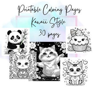 30 Printable Kawaii Colouring Pages for Kids + Adults | Cute Digital Download