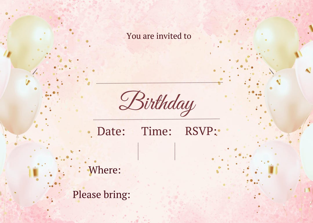 Pink Invitations Instant Download Printable Pink Birthday Invitations - Etsy