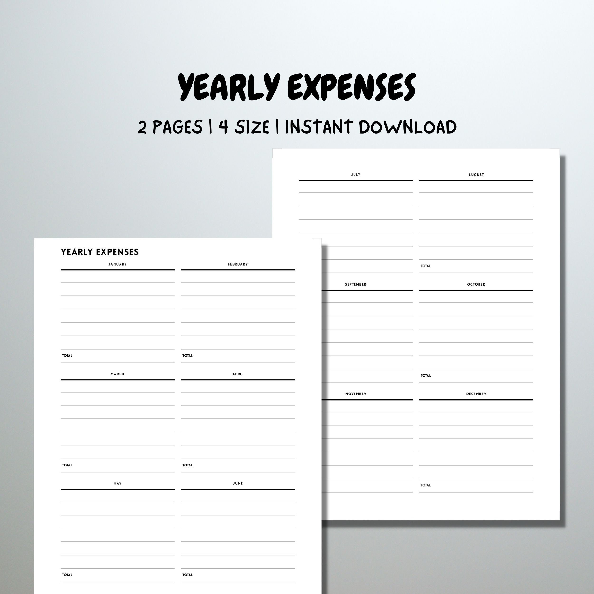 Printable Yearly Expense Tracker for Smart Money Management: Track ...