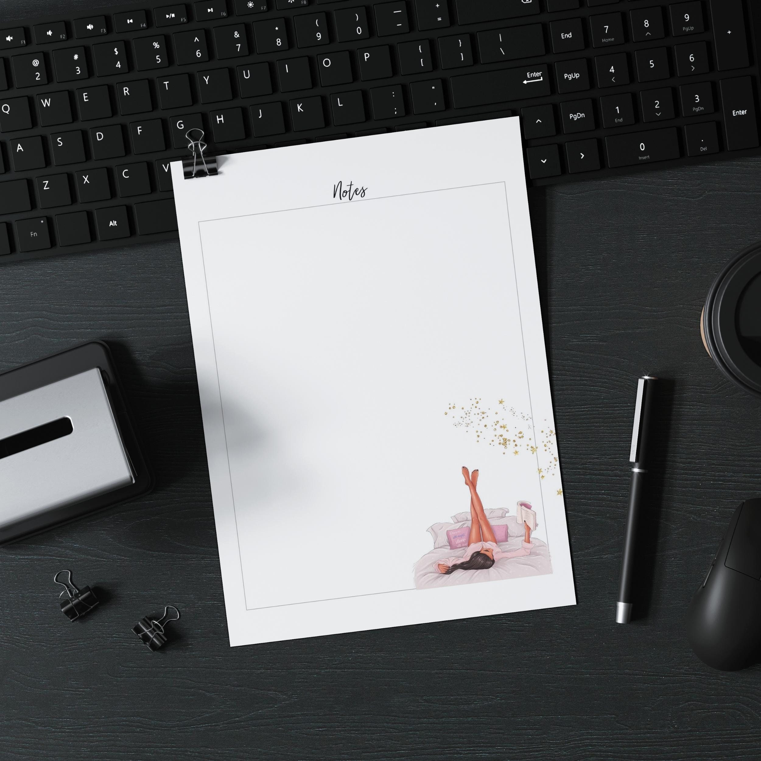 Printable Note Pages With Elegant Designs Fashion Girl Note Taking ...