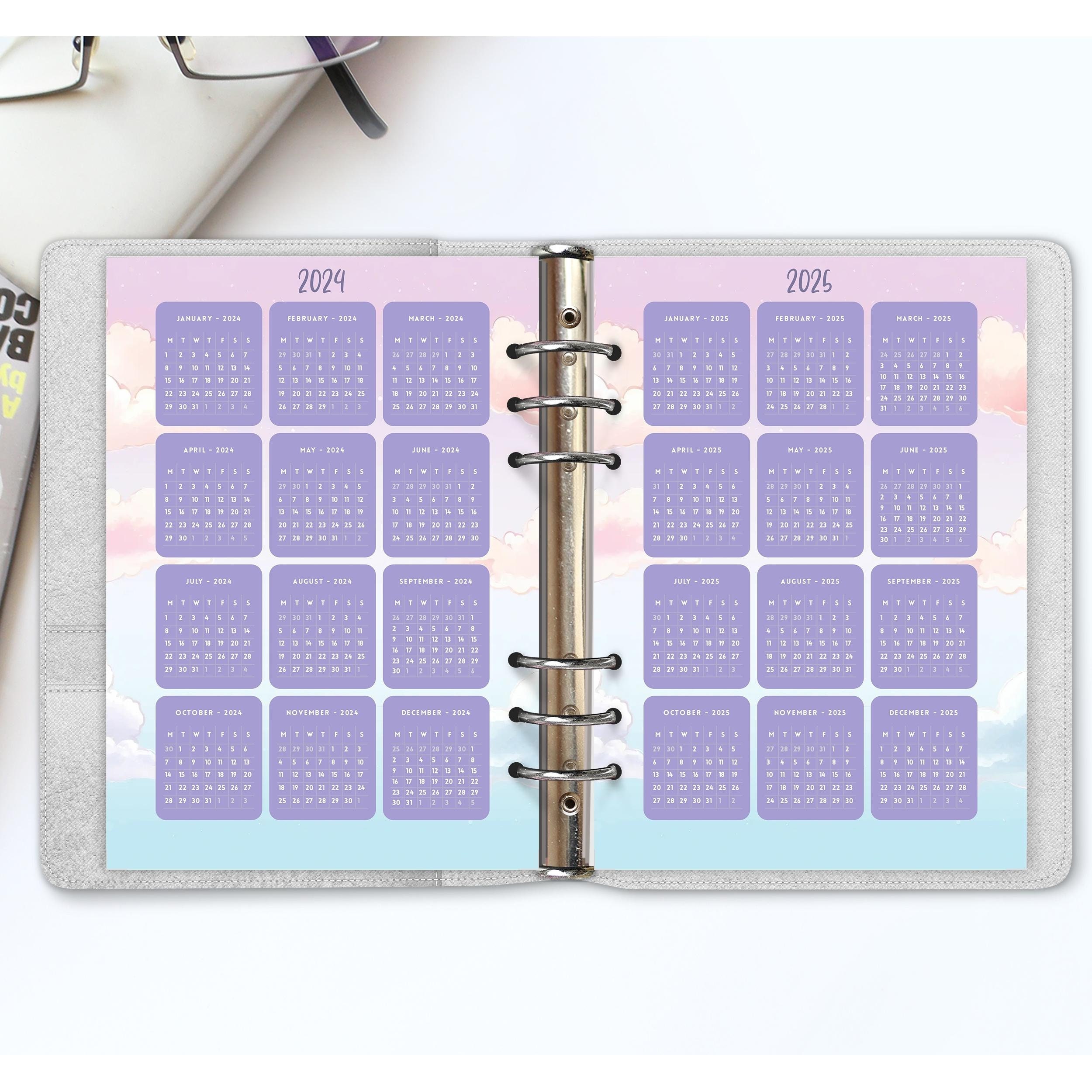 Printable 20242025 Yearly Calendar Animeinspired Yearly Etsy