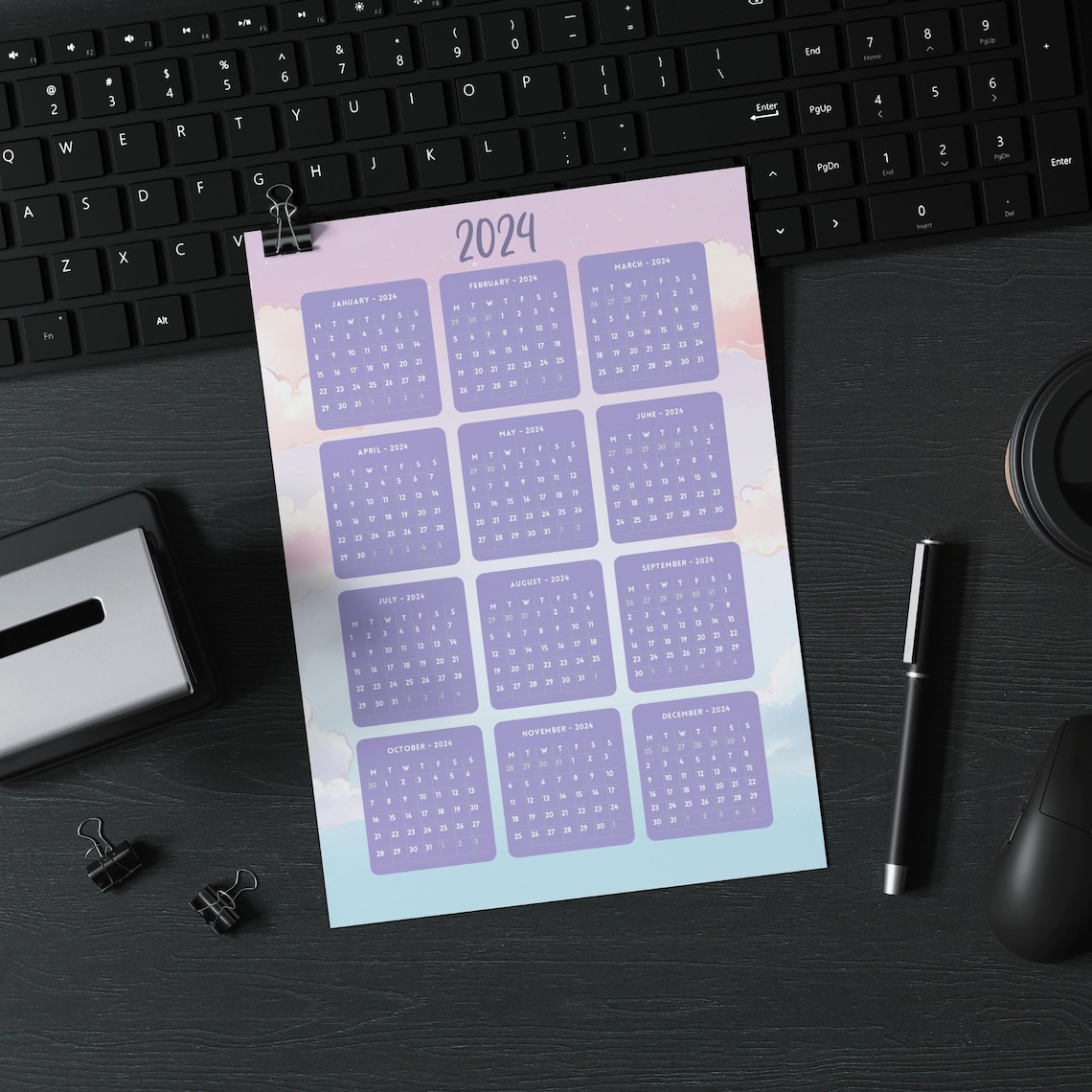 Printable 20242025 Yearly Calendar Animeinspired Yearly Etsy