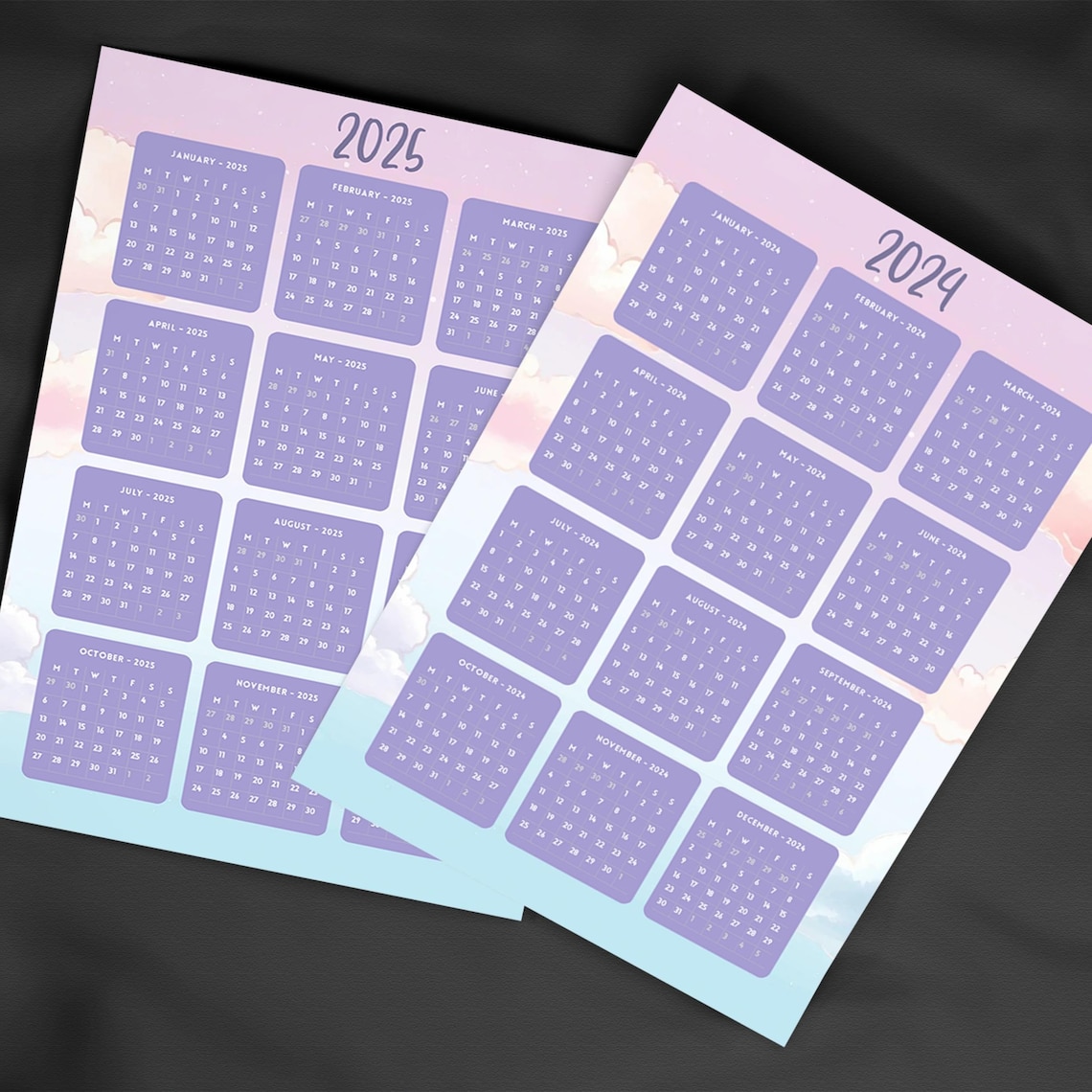 Printable 20242025 Yearly Calendar Animeinspired Yearly Etsy