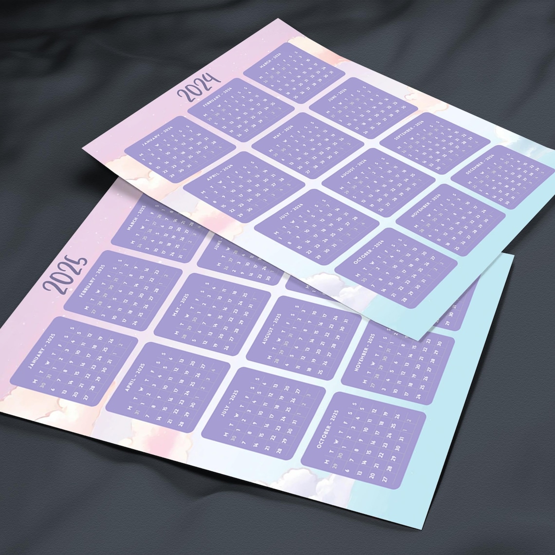 Printable 20242025 Yearly Calendar Animeinspired Yearly Etsy