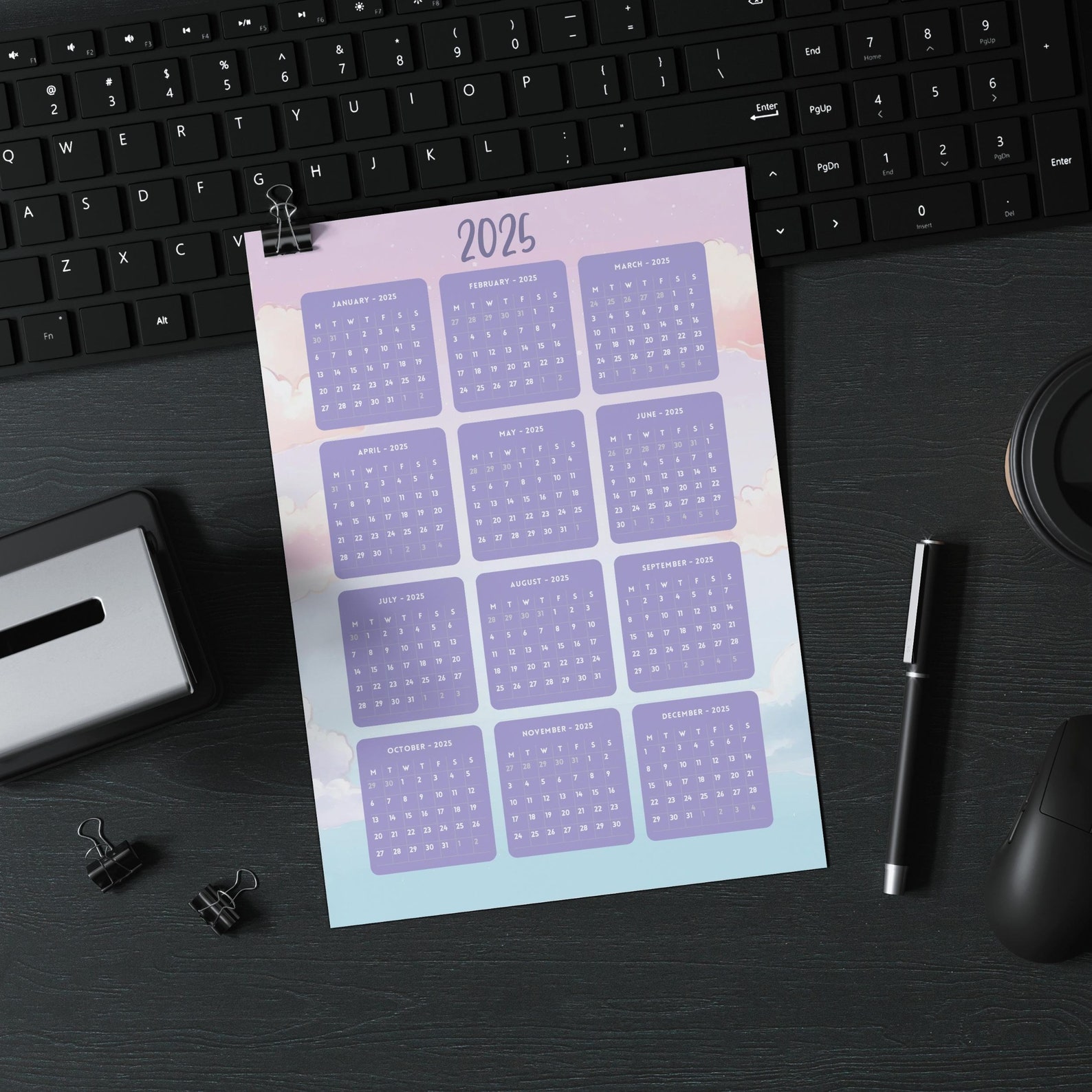 Printable 20242025 Yearly Calendar Animeinspired Yearly Etsy