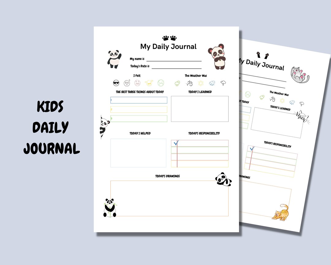 Kids Daily Journal Printable Journal for Kids Diary for Children Kids ...