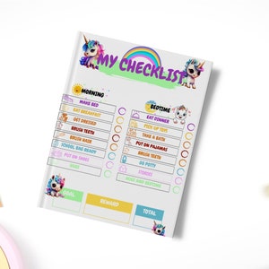 Kids Printable Unicorn Morning &amp; Bedtime Routine Chart With Pictures ...