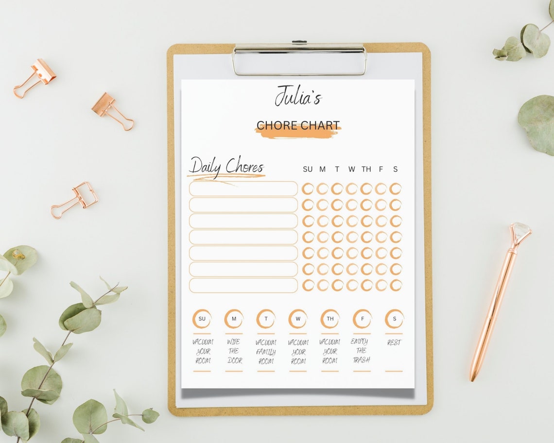 EDITABLE Kids Chore Chart Chore Chart for Kids Printable - Etsy