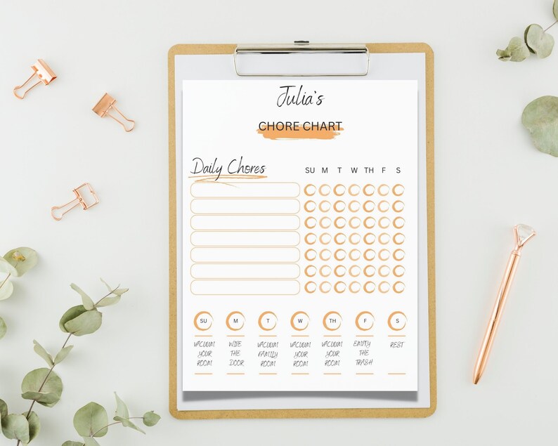 EDITABLE Kids Chore Chart Chore Chart for Kids Printable - Etsy