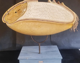 Hallazgo excepcional: Modelo didáctico de yeso XXL de Somso, modelo seccionado de un grano de trigo con embrión extraíble - ¡64 cm de largo! Montado sobre una base de madera.