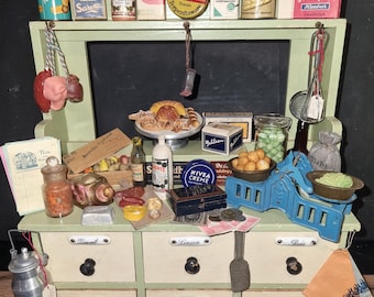 Antique, rare, very small general store, fully furnished, 30 cm wide