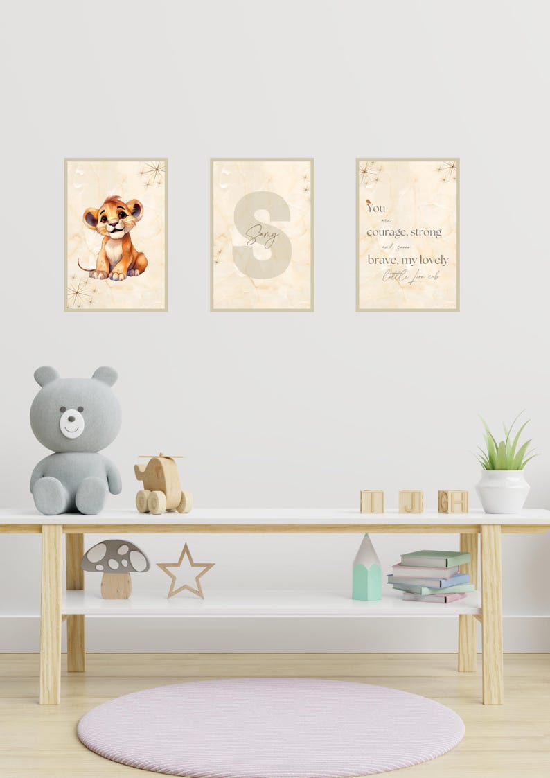 SIMBA Children's Room Poster - Set of 3, Lion King Design, Perfect Gift ...