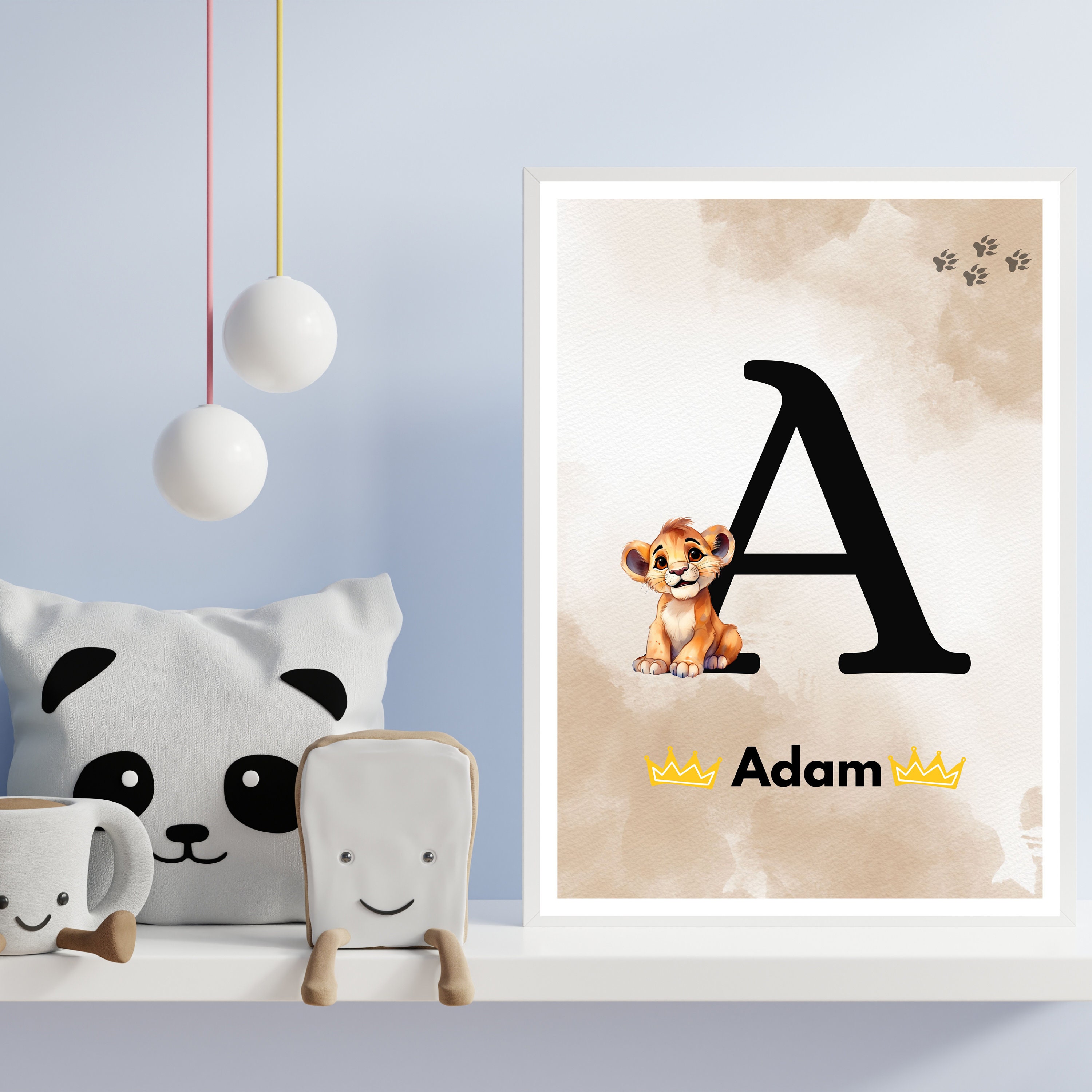 SIMBA WALL ART Simba Lion King Wall Art, Baby Name Wall Sign, Set of 3 ...