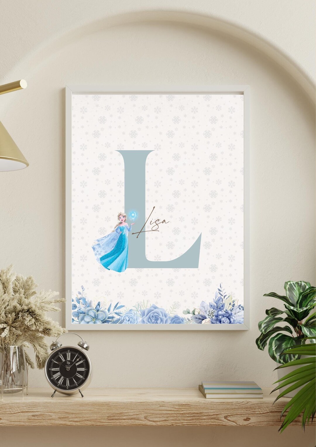 Frozan Name Frozen Personalized Name Poster - Anna or Elsa Custom Initial Art ...