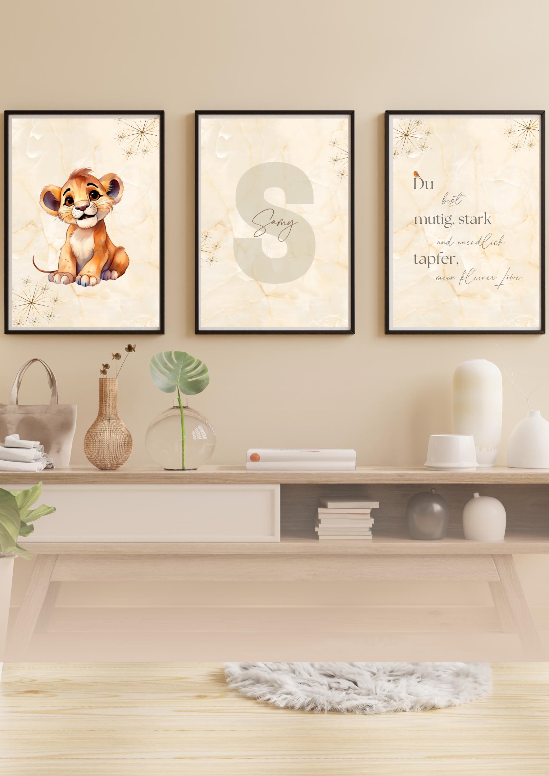 SIMBA Children's Room Poster - Set of 3, Lion King Design, Perfect Gift ...