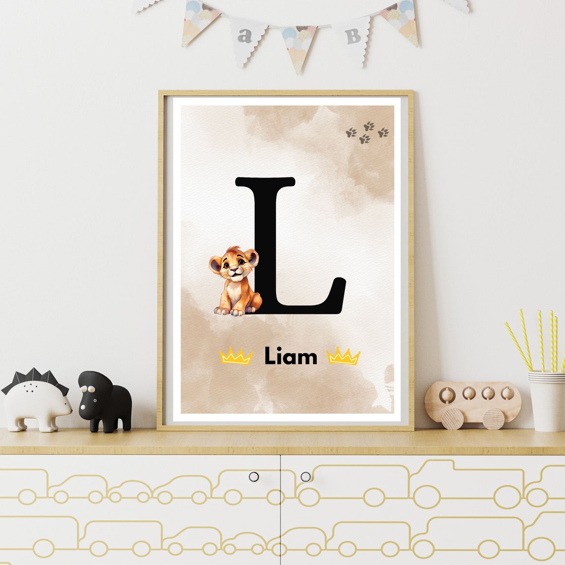 SIMBA WALL ART Simba Lion King Wall Art, Baby Name Wall Sign, Set of 3 ...