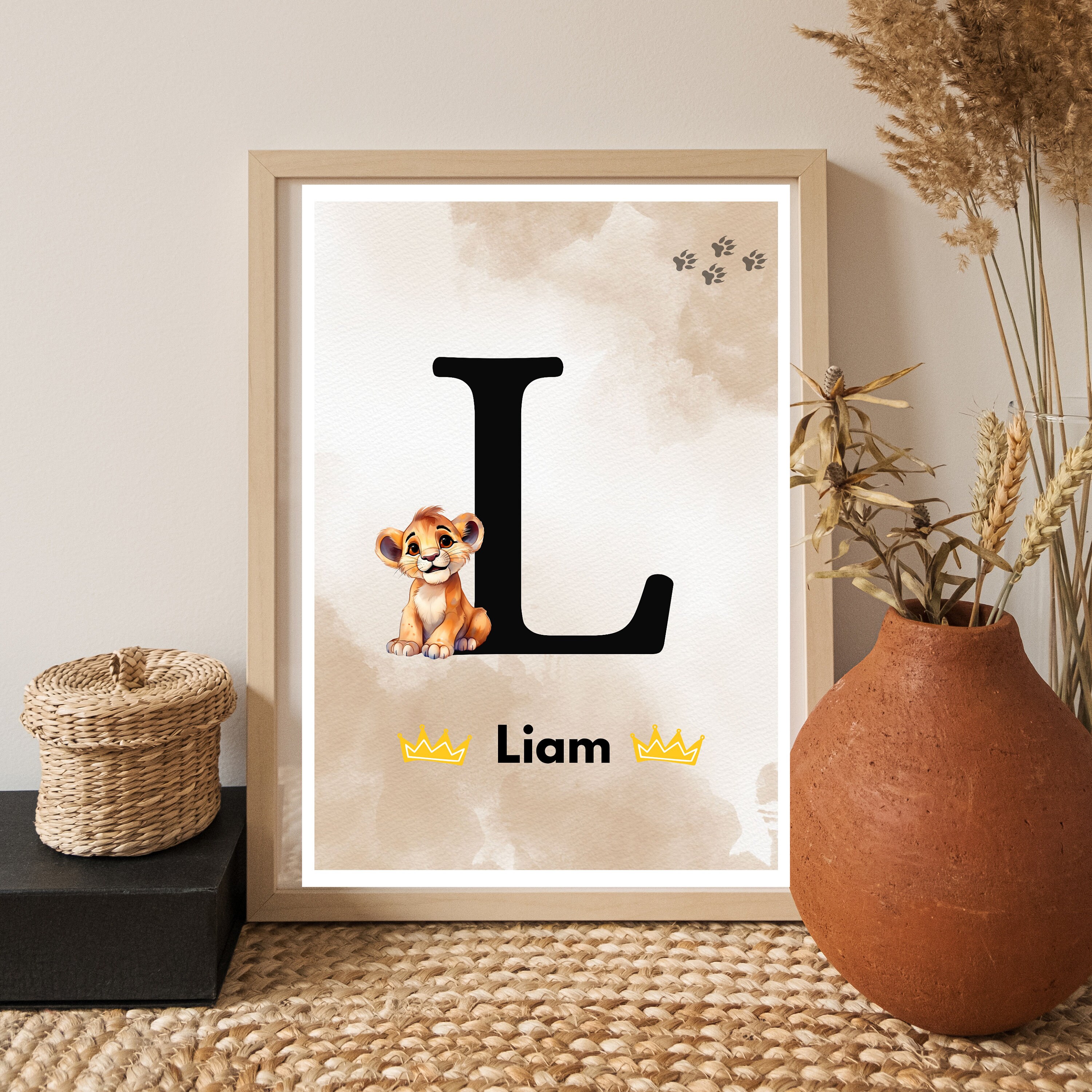 SIMBA WALL ART Simba Lion King Wall Art, Baby Name Wall Sign, Set of 3 ...