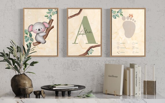 BABY KOALA ART - Set of 3 Wall Art, Cartoon Wall Art, Children's Wall Art, Personalized Wall Art, Wall Art Print, Baby Koala Wall Art Poster