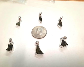 Mini Raw Moldavite Pendant in Sterling Silver - Boho, Real! Authentic!