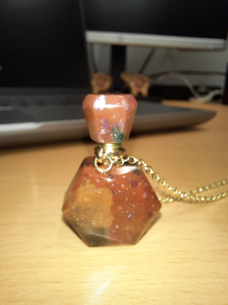 Gem Bottle Pendant Necklace Your Choice Jasper, Onyx, Red Tiger's Eye ...