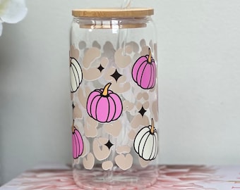 Pumpkin Iced Coffee Glass | Fall Season Gift | Iced Coffee Cup | Fall Decor | Pumpkin Glass Can Coffee Cup | Cottagecore Fall Cup