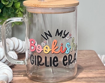 In My Bookish Era Glass Mug | Iced Coffee Cup| Book Lover Mug | Gift For Readers | Coffee Glass Mug | Book Lover Gift | Bibliophile Gifts