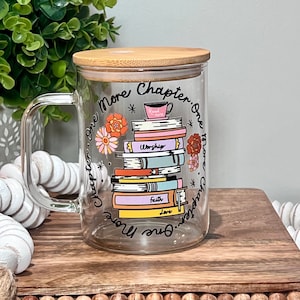 One More Chapter Glass Mug | Christian Coffee Mug | Iced Coffee Cup | Bible Study Gift | Christian Gift | Book Lover Iced Glass Coffee Cup