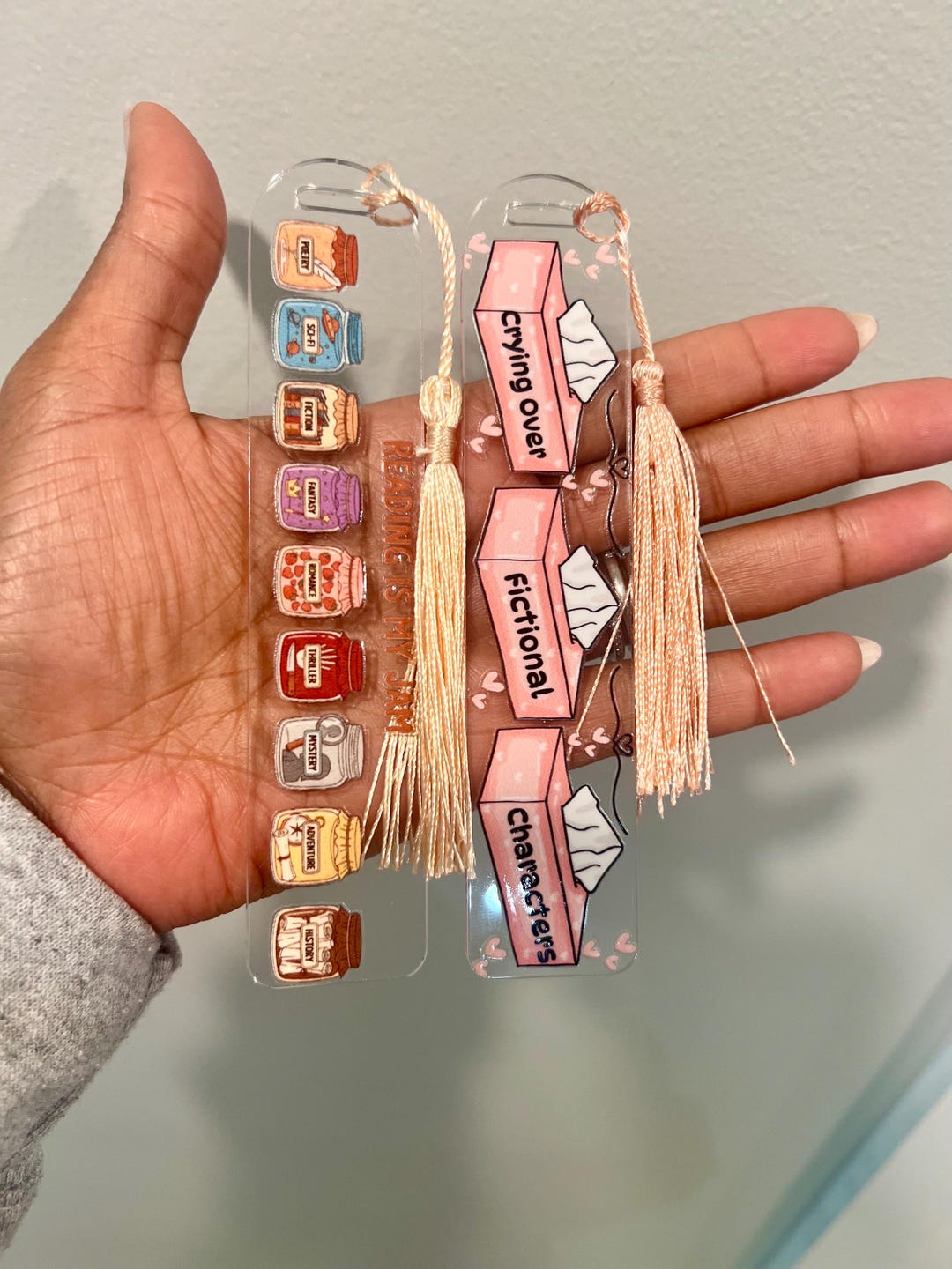Cute Acrylic Bookmarks With Tassel | Crying Over Fictional Characters ...