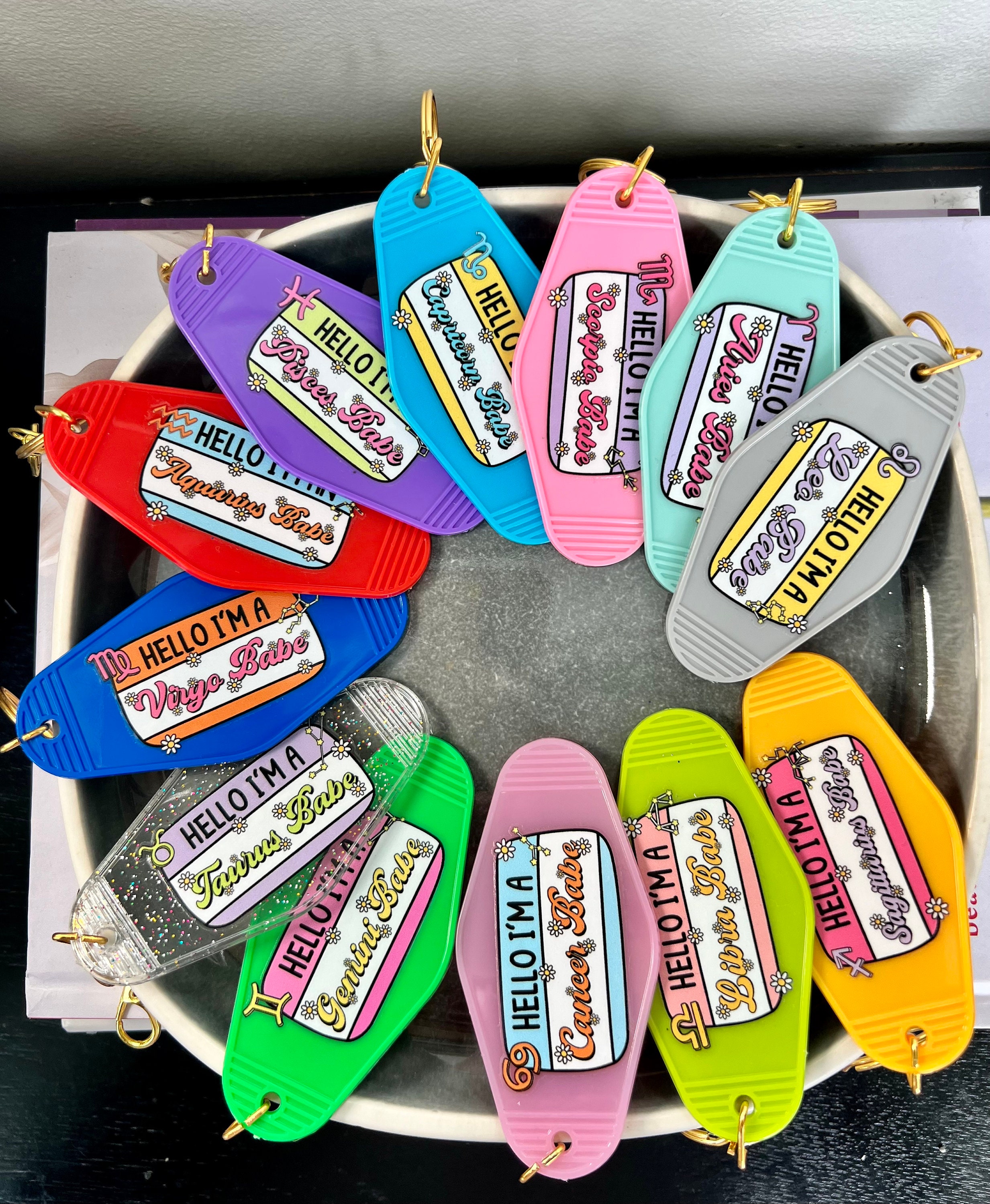 Retro Motel Keychain | Zodiac Sign Keychain | Custom Keychain | Zodiac ...