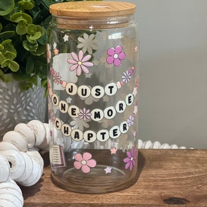 Just One More Chapter Glass Can | Book Lover Gift | Iced Coffee Glass | Reader Gift | Book Club Gift | Romance Reader Gifts| Bookish Cup