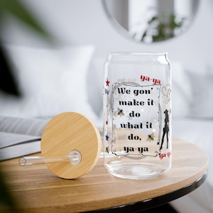 Vaso de vidrio Ya-Ya con tapa y pajita / Inspirado en vaqueros / Taza Carter / Estética campestre / Regalo para chica del oeste