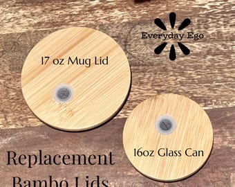 Replacement Bamboo Lids for 16oz Glass Cans and 17oz Mugs