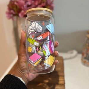 16oz Book Clubs Cup | Bookshelf Glass Can Cup | Bookish Iced Coffee Cup | Booktok Gift | Book Reader Gift | Book Lovers Custom Reading Cup