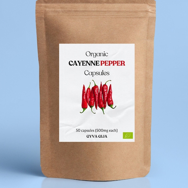 Organic Cayenne Pepper Capsules 100% Natural Capsicum Annuum