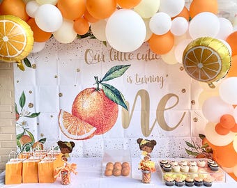 Uniwish Orange Banner Garland - Baby Shower Decor, Clementine Theme Party Backdrop