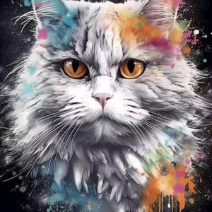 AB+Fairy Dust 5D Diamant Malerei Aquarellillustration einer Katze.