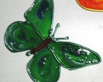 Window Color Bild, 2 kleine schöne Schmetterlinge, grün Fensterbild (1.0)