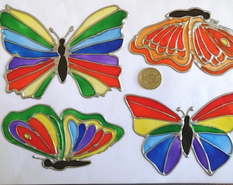 Window Color Bild, 4 schöne Schmetterlinge, bunt, Fensterbild Frühling Sommer (2.0)