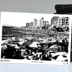 Cartes postales de Tel Aviv, Noir et blanc, Zone de la mer, Photographie de plage, Image comme, Photo BW, Art mural