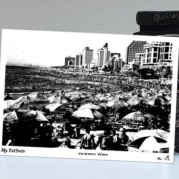 Tel Aviv Postcards, Black and white, Sea area, Beach Photography, Picture like, BW photo, Wall Art